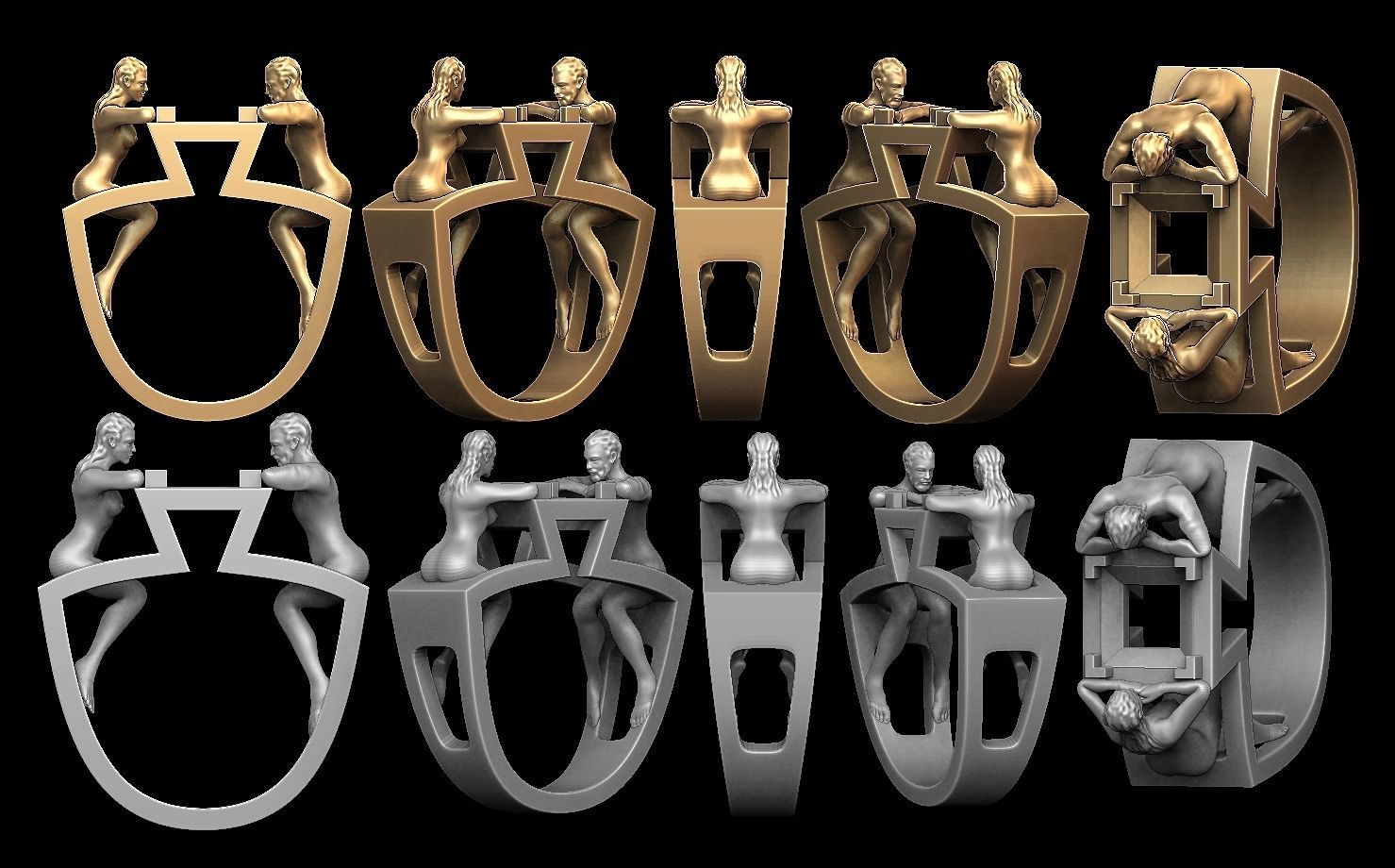 Couple ring 3D print model_2