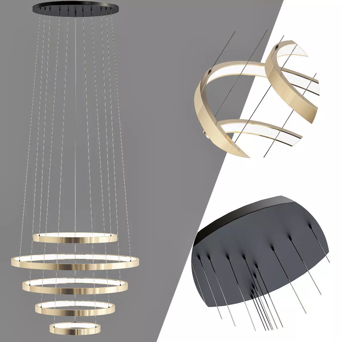 Cameron led spiral chandelier 3D model_0