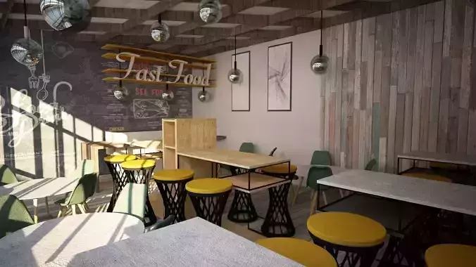 Fastfood interior design for coffee shop
