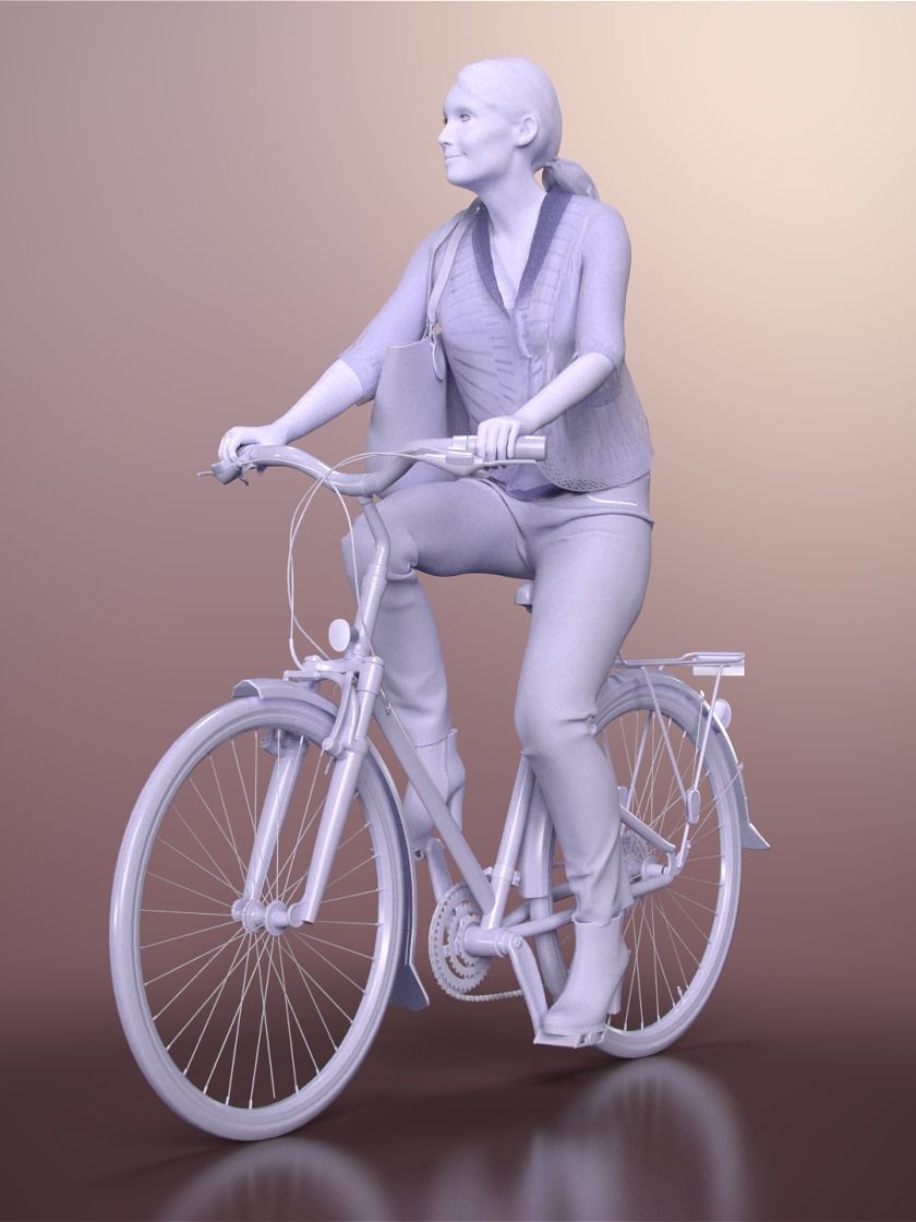Kim 20120-06 - Animated Bike Riding Woman  Low-poly 3D model_5