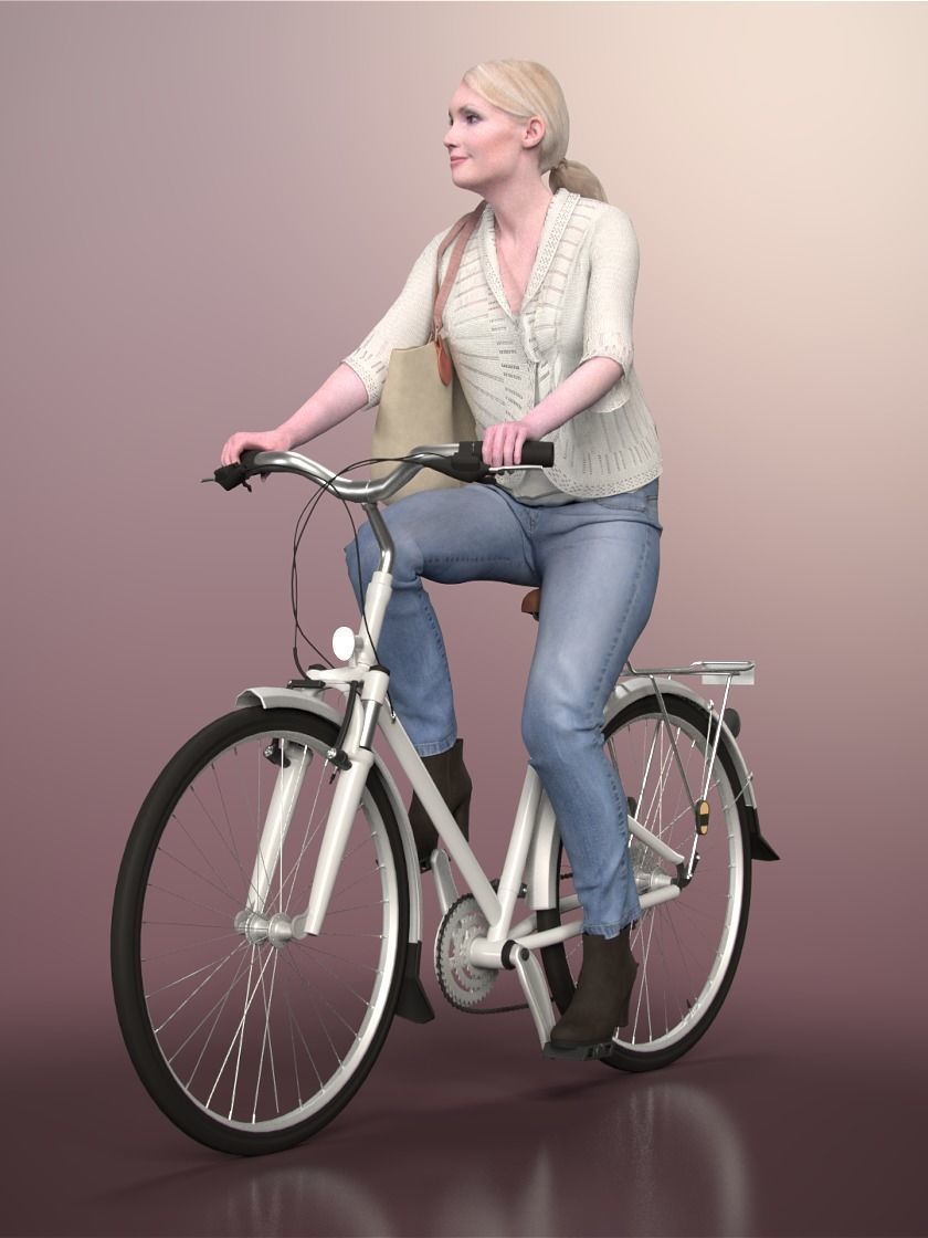 Kim 20120-06 - Animated Bike Riding Woman  Low-poly 3D model_3