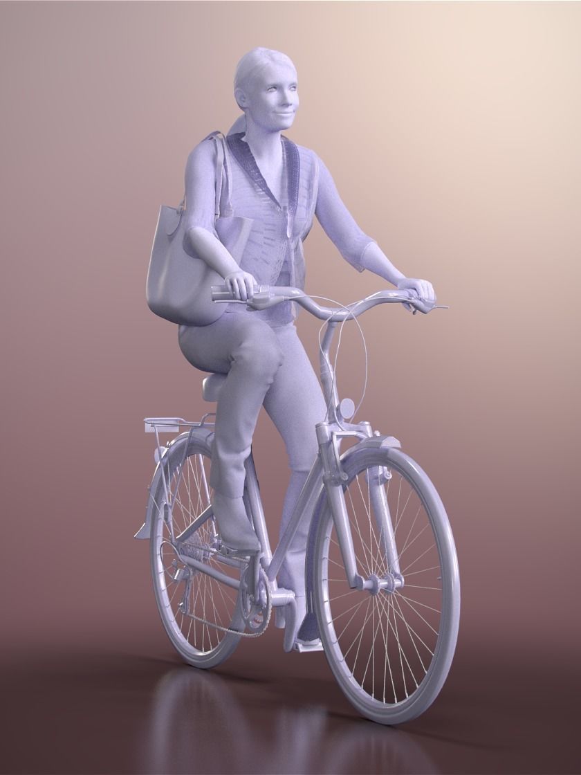 Kim 20120-06 - Animated Bike Riding Woman  Low-poly 3D model_4