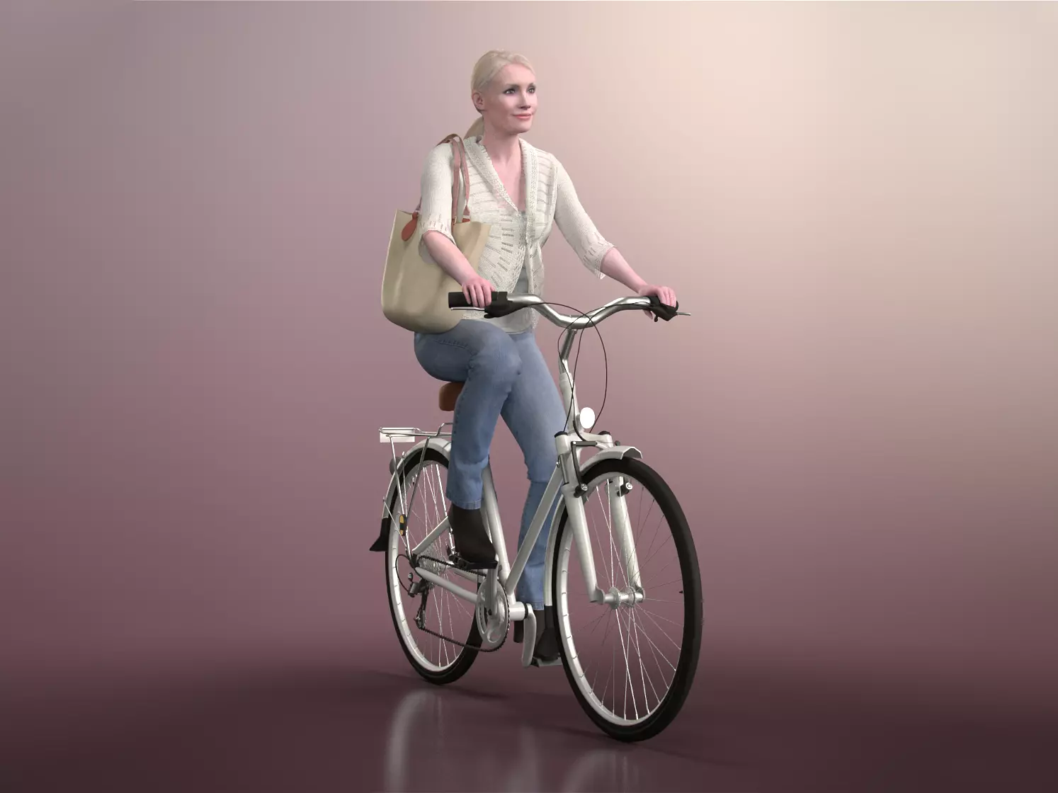 Kim 20120-06 - Animated Bike Riding Woman  Low-poly 3D model_0