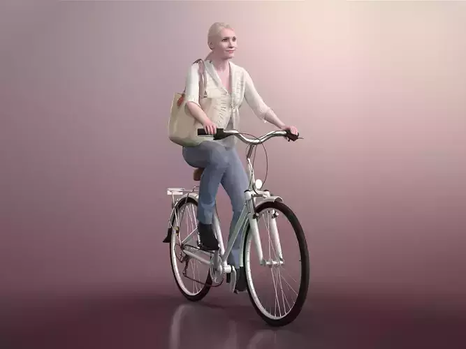 Kim 20120-06 - Animated Bike Riding Woman  Low-poly 3D model