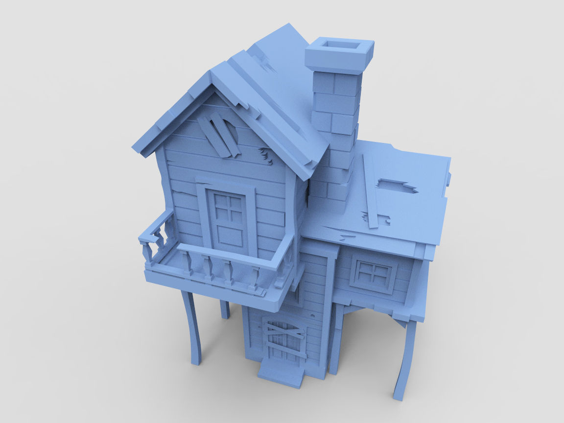Wooden Haunted House  3D model_7