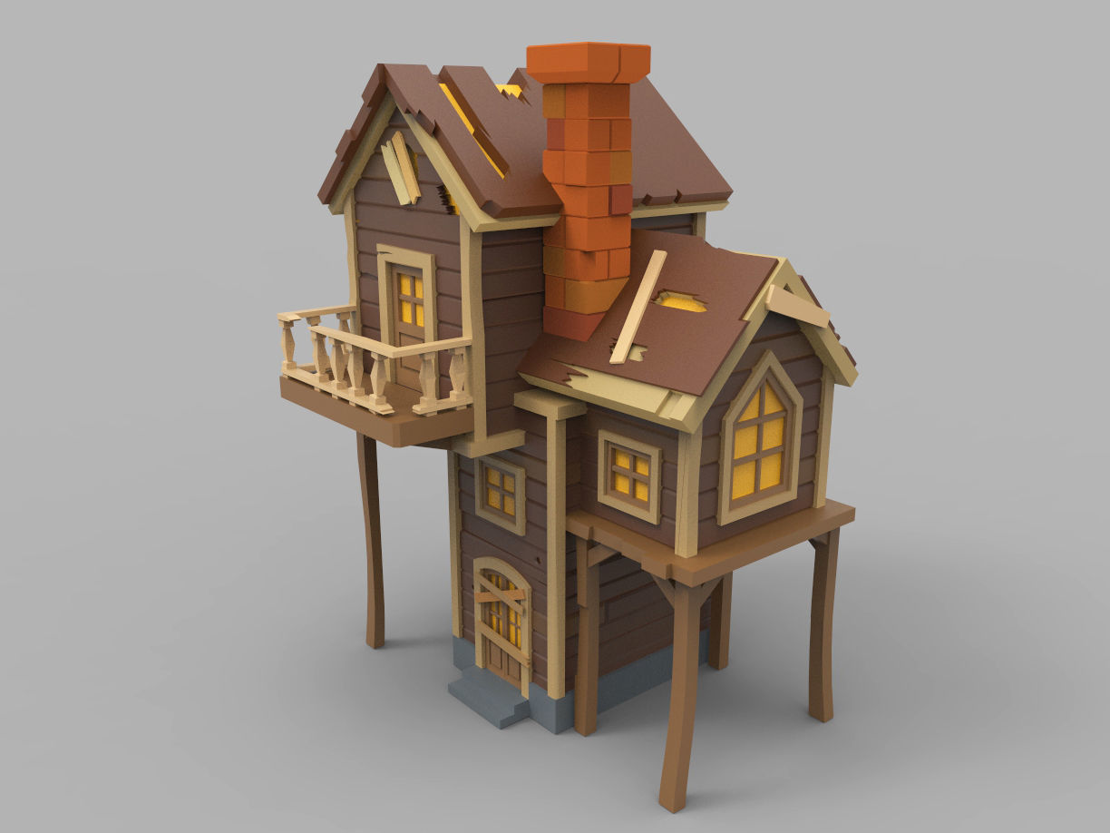 Wooden Haunted House  3D model_1