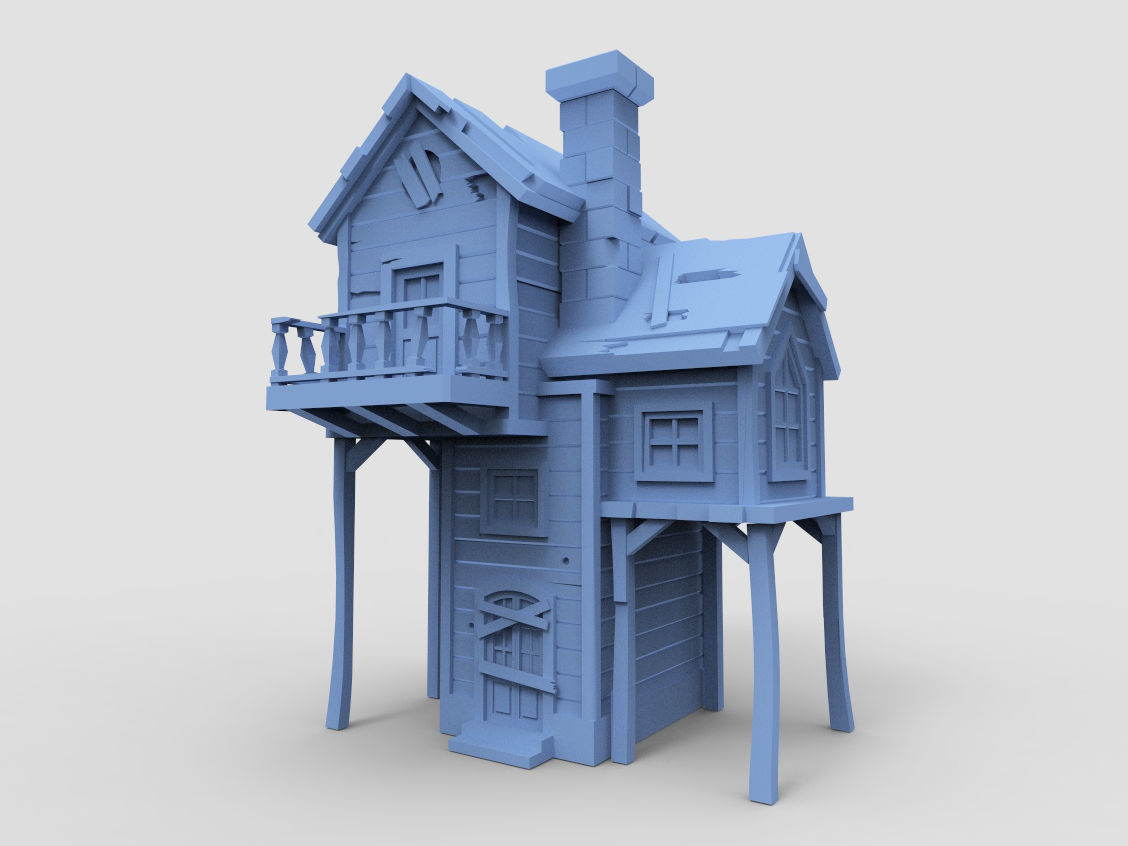 Wooden Haunted House  3D model_6