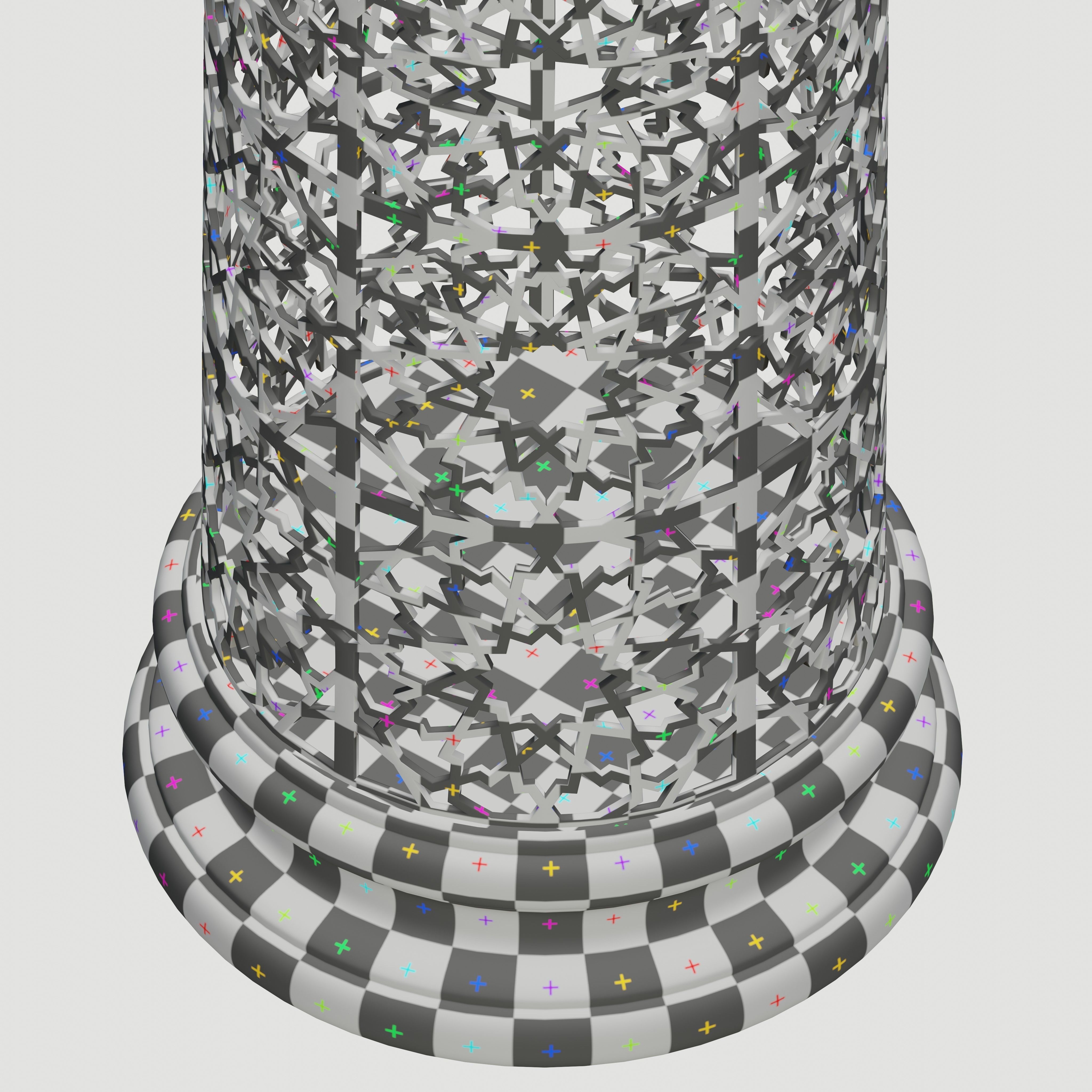 Ornate perforated column Low-poly 3D model_12