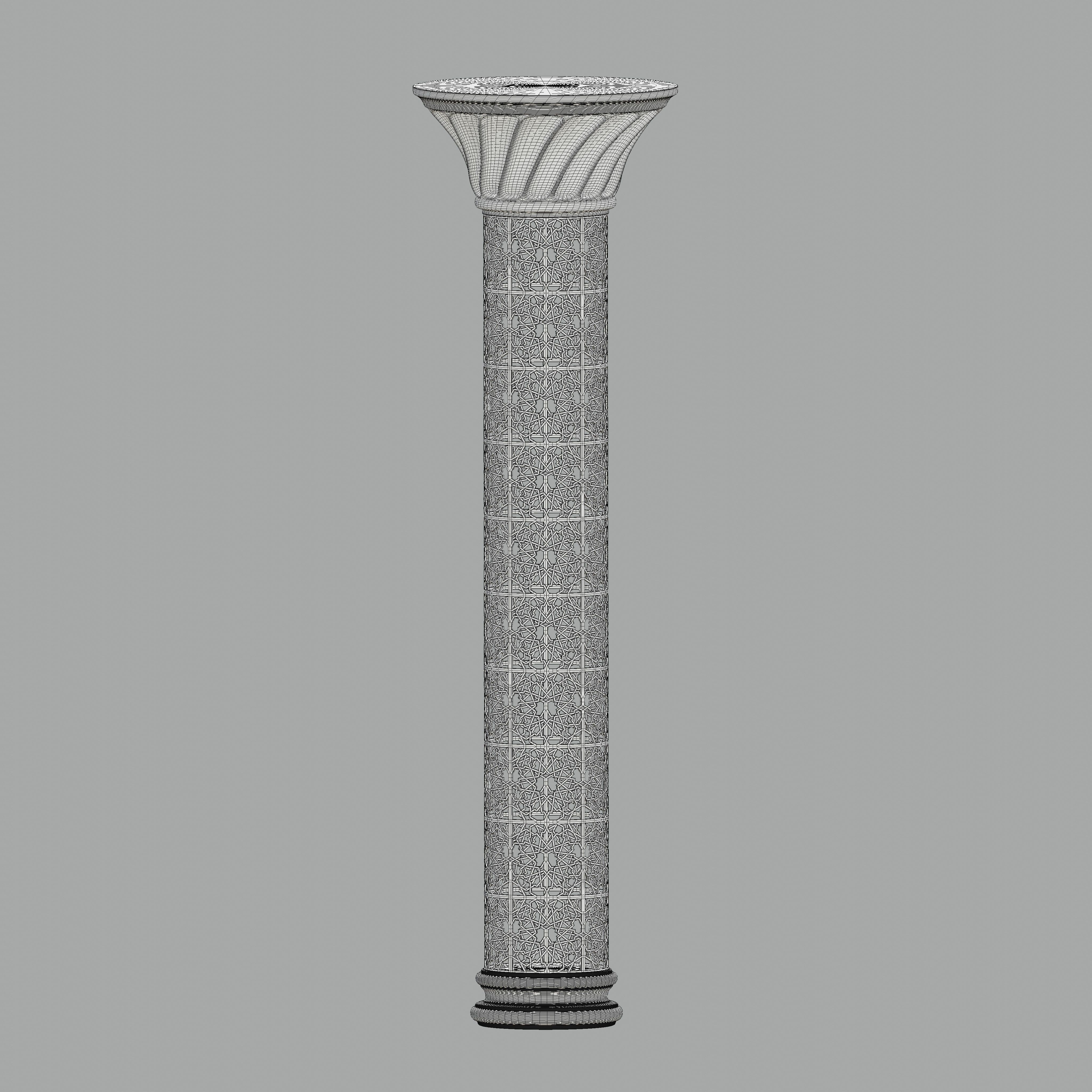 Ornate perforated column Low-poly 3D model_6