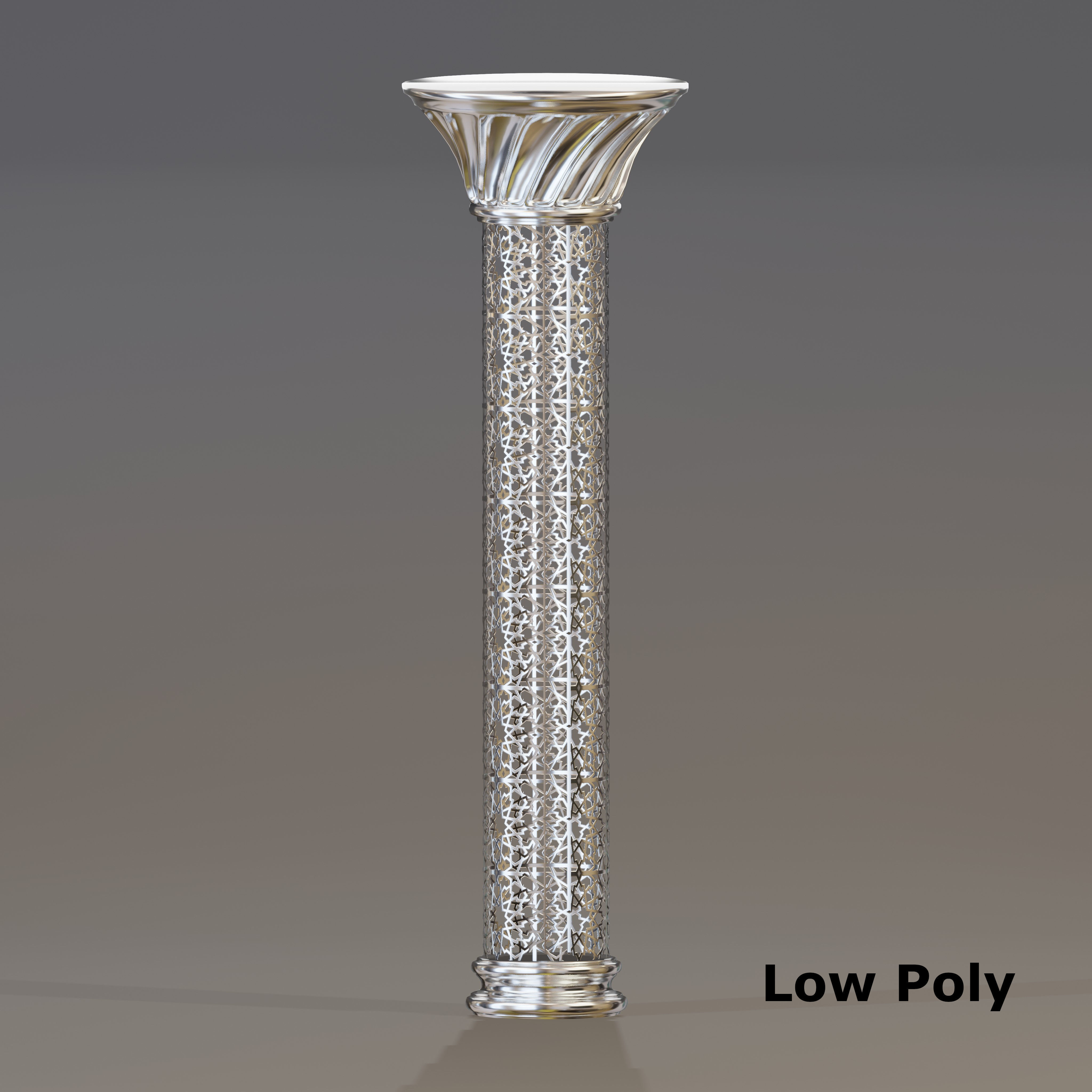 Ornate perforated column Low-poly 3D model_3