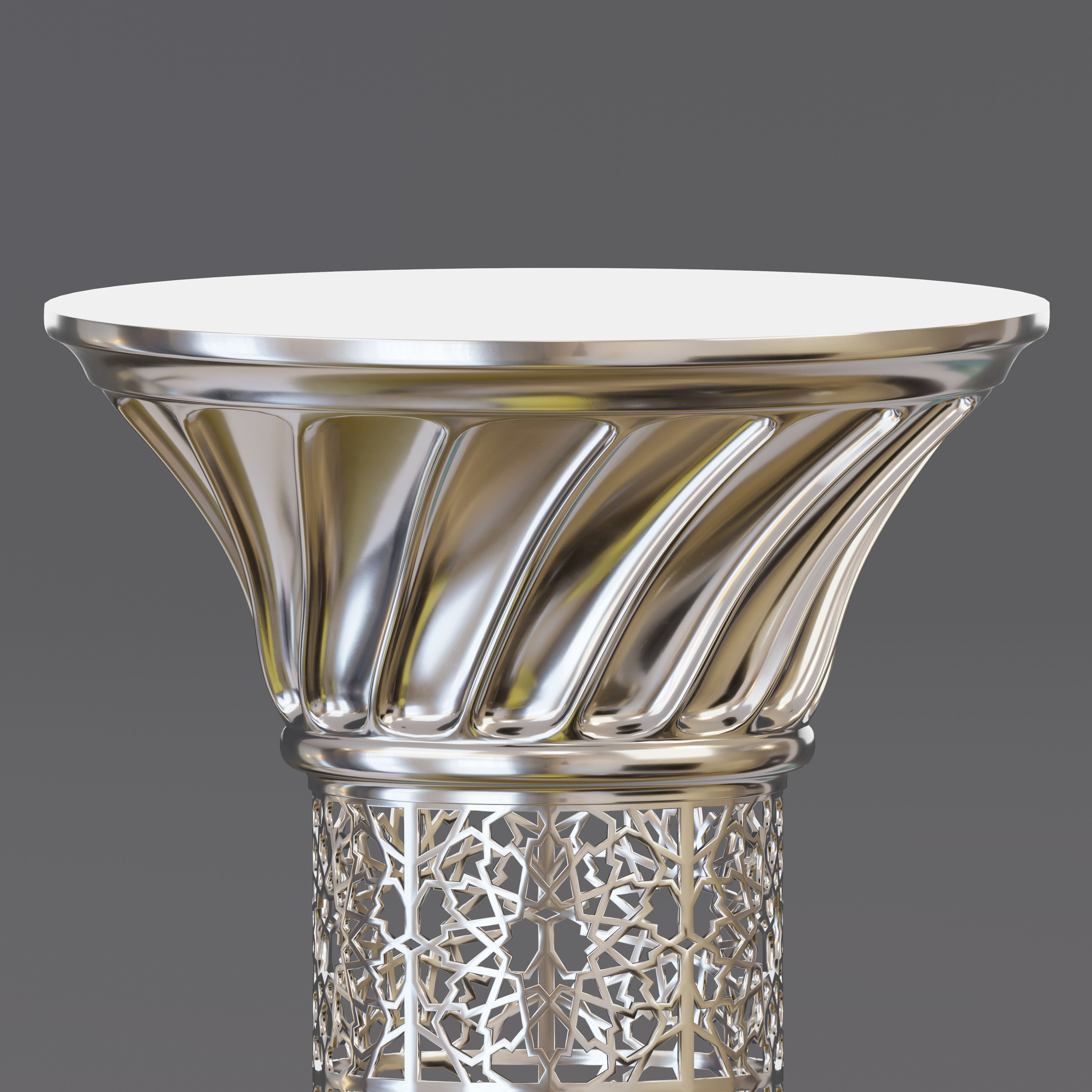 Ornate perforated column Low-poly 3D model_1