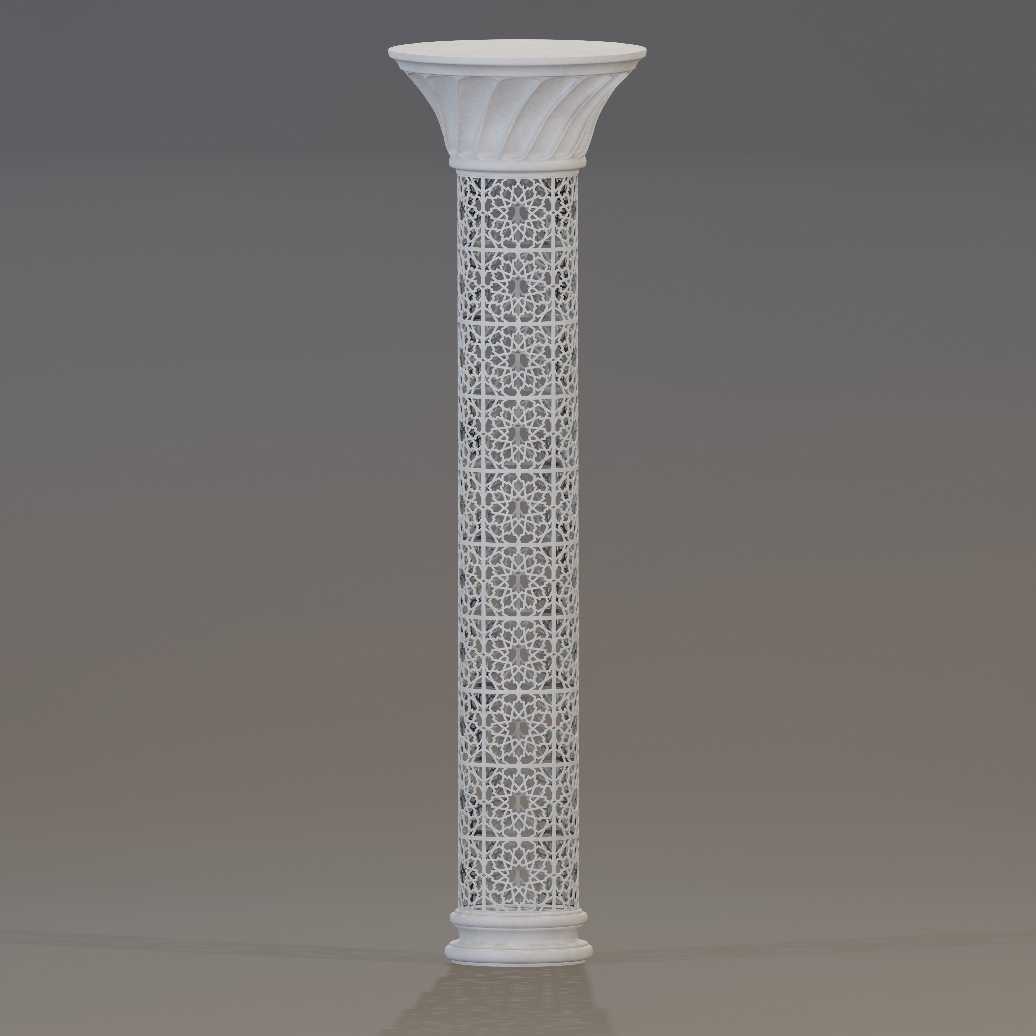 Ornate perforated column Low-poly 3D model_5