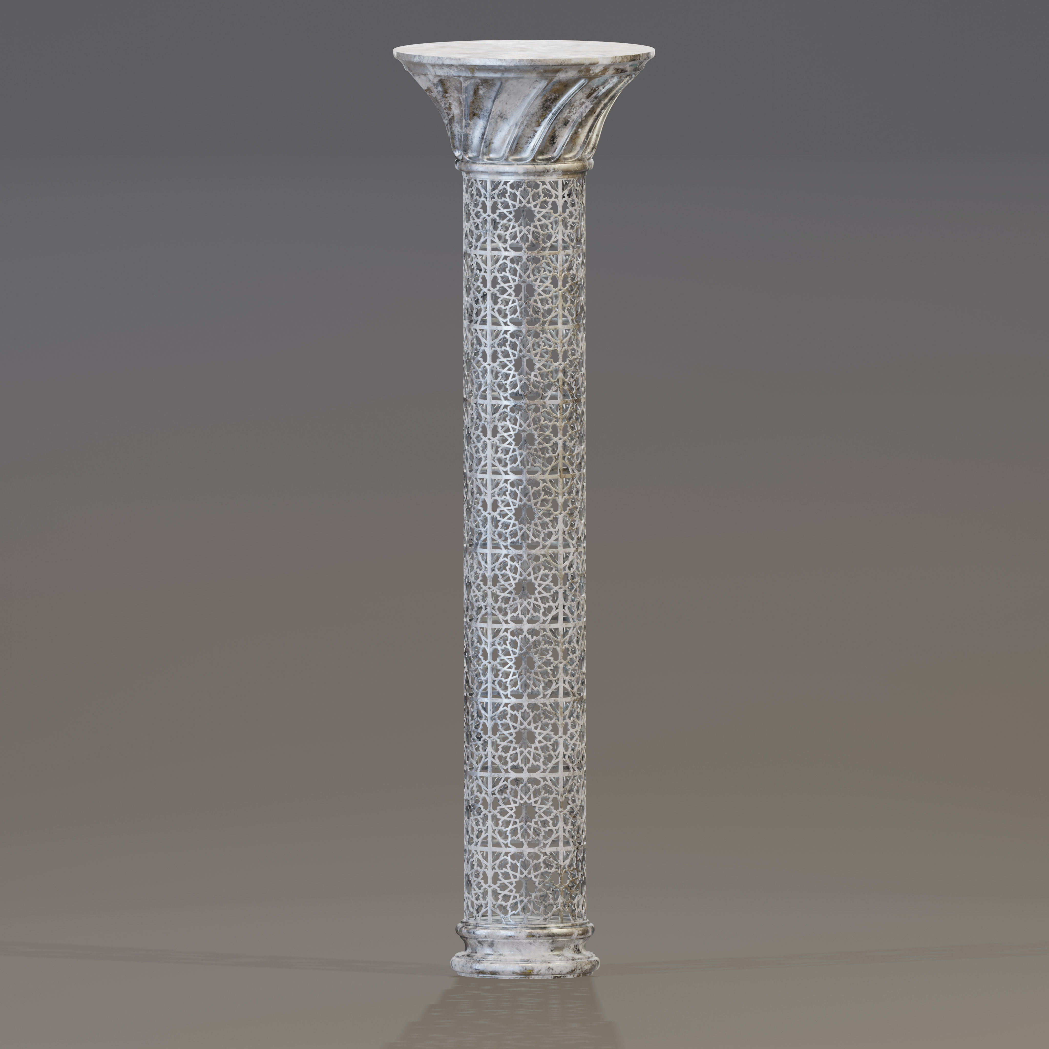 Ornate perforated column Low-poly 3D model_4