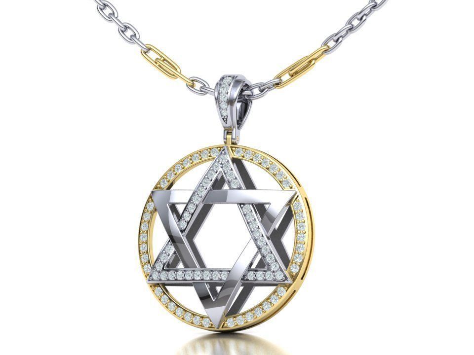 Jewish Star of David 30mm Pendant 3dmodel printable 3D print model_17