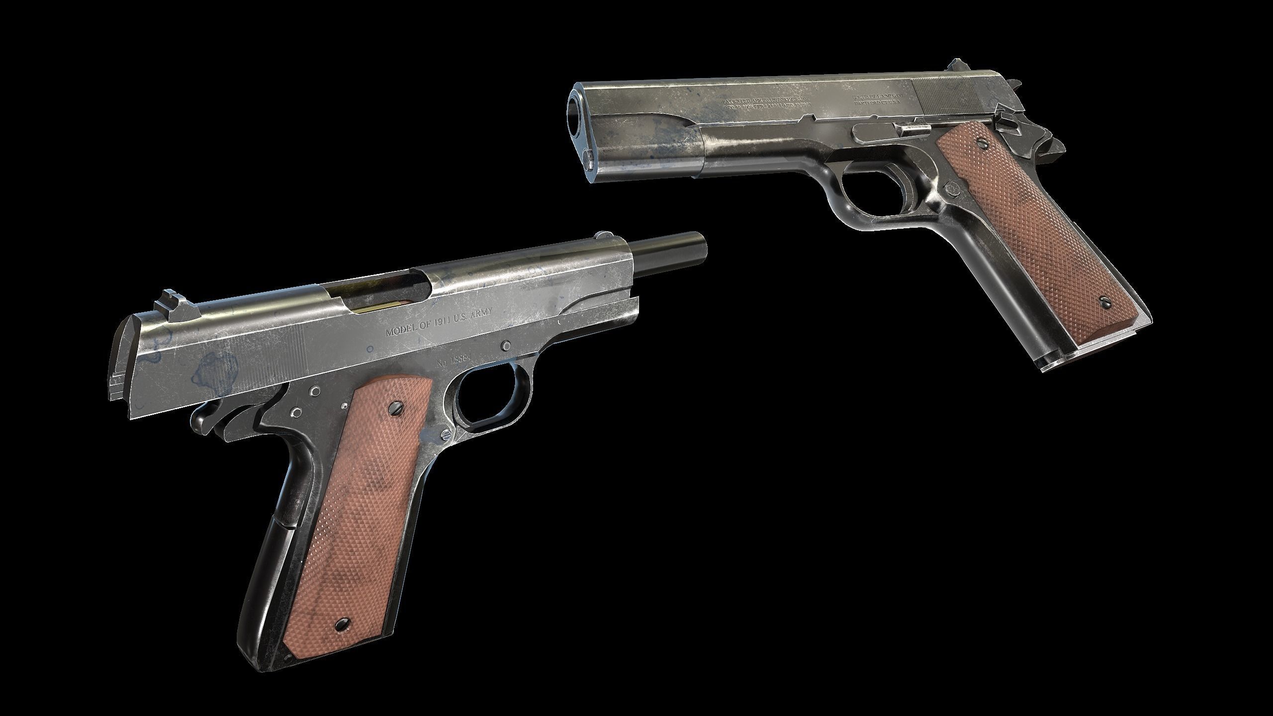 Colt M1911 Low-poly 3D model_2