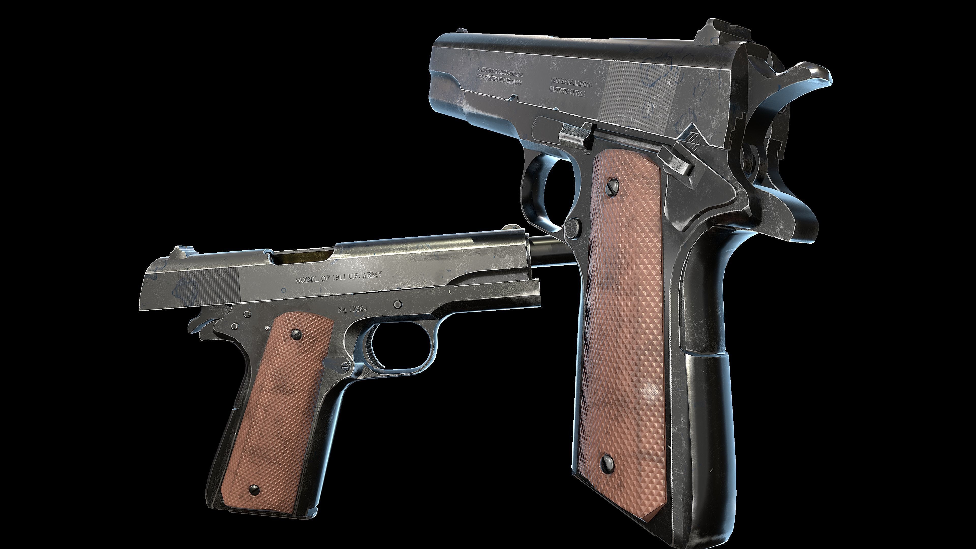 Colt M1911 Low-poly 3D model_4