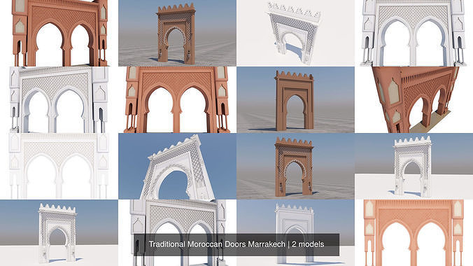 Traditional Moroccan Doors Marrakech 3D Model Collection