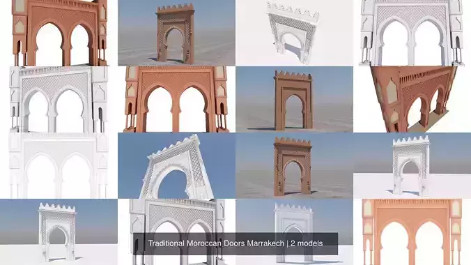 Traditional Moroccan Doors Marrakech 3D Model Collection