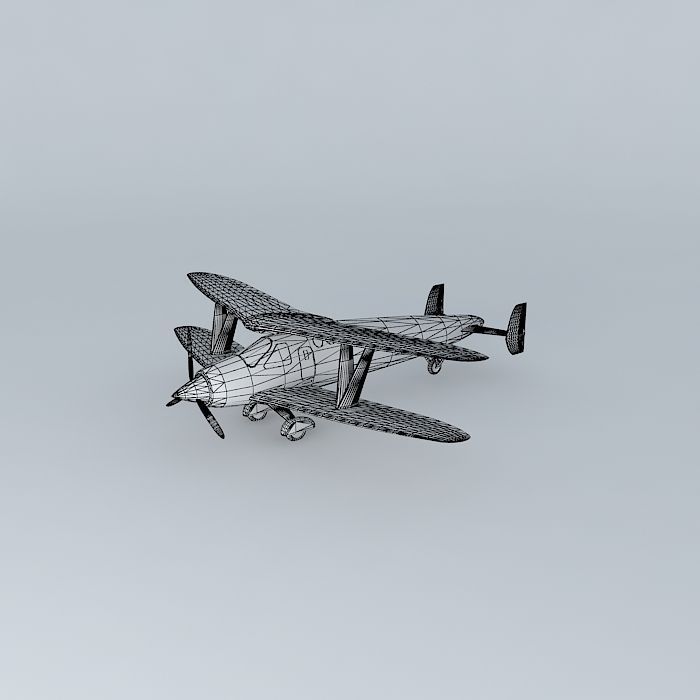Golden Biplane Free 3D model_3