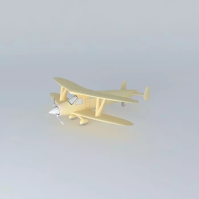 Golden Biplane Free 3D model_0
