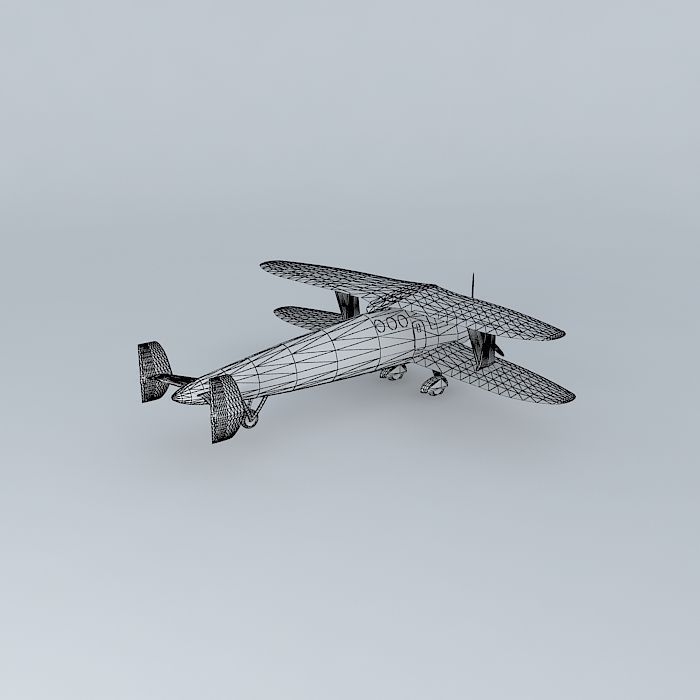 Golden Biplane Free 3D model_4