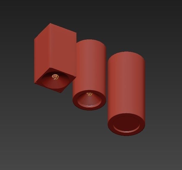 Ceiling three outdoor wall lights 3D model_2