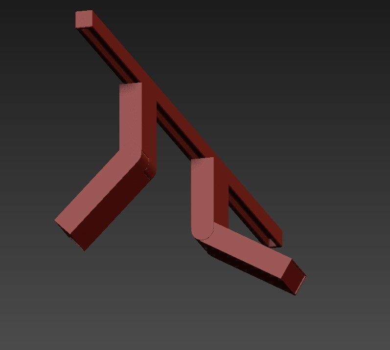 RECTANGULAR wooden shelf with two sticks Free 3D model_5