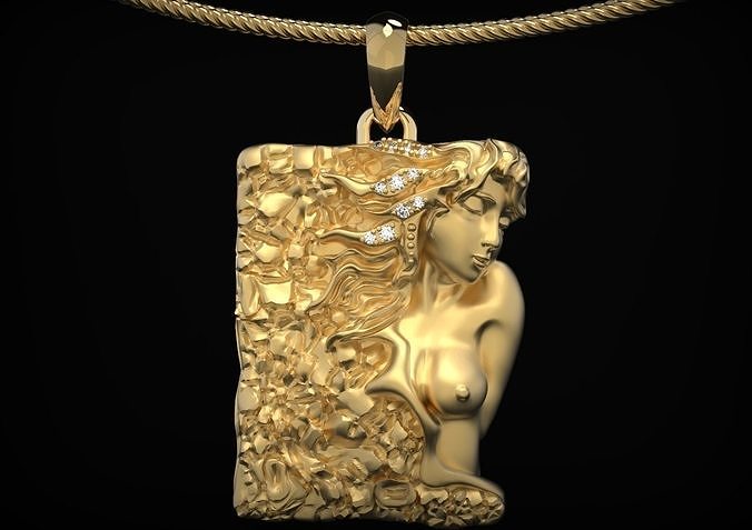 Modern pendant with a mermaid girl 482 3D print model