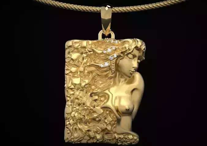 Modern pendant with a mermaid girl 482 3D print model