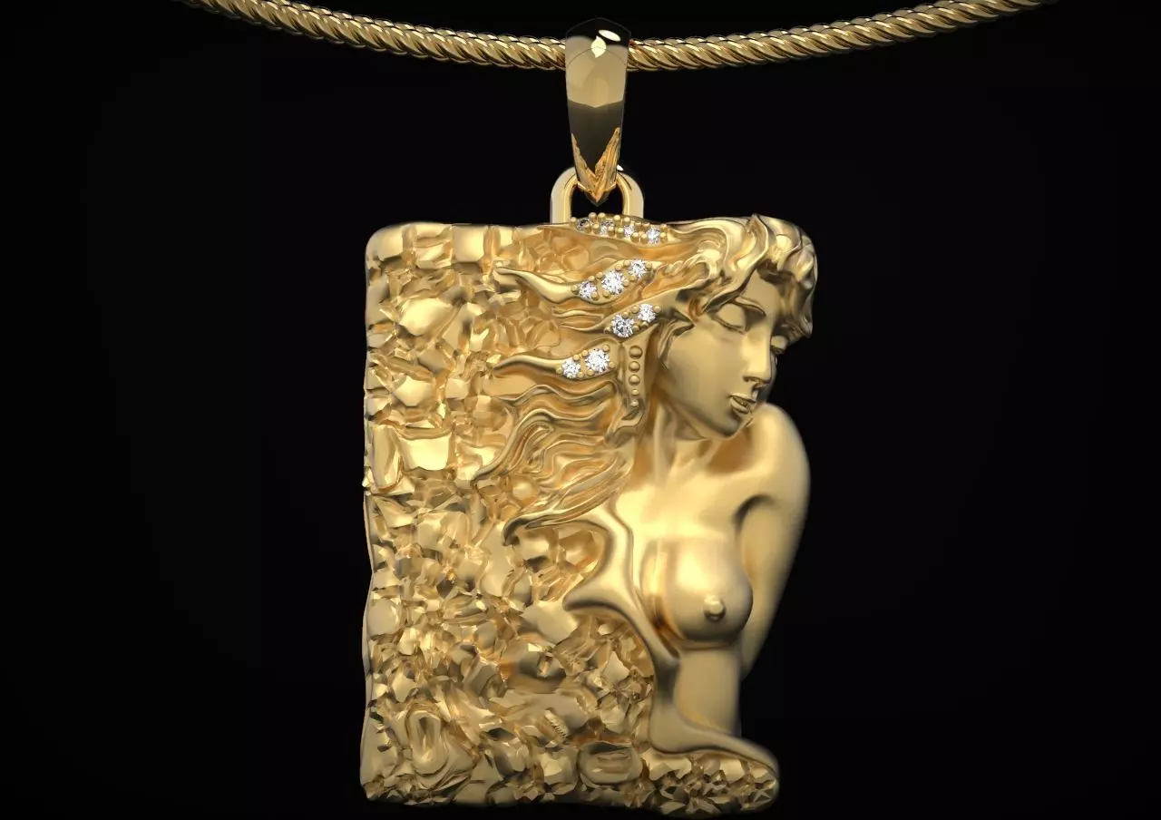 Modern pendant with a mermaid girl 482 3D print model_0