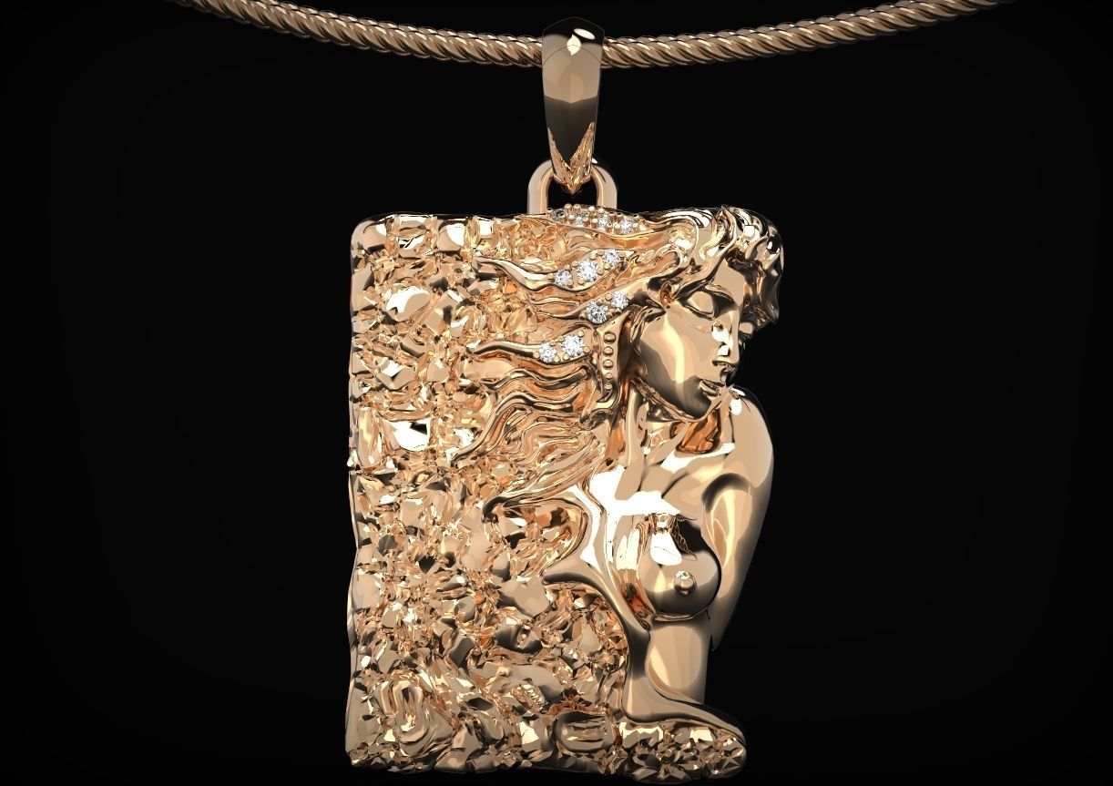 Modern pendant with a mermaid girl 482 3D print model_7