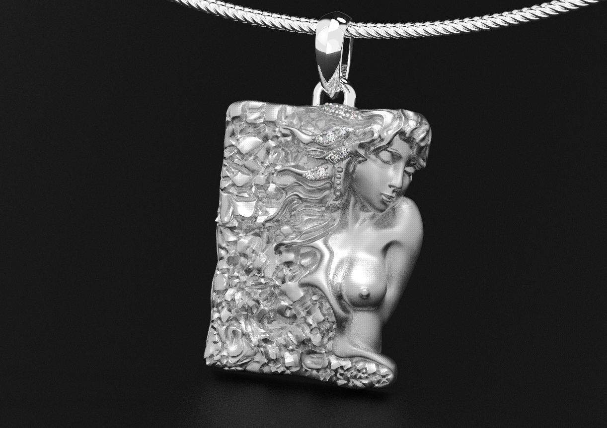 Modern pendant with a mermaid girl 482 3D print model_6