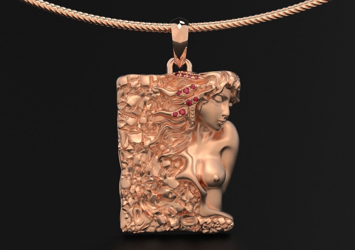 Modern pendant with a mermaid girl 482 3D print model_4