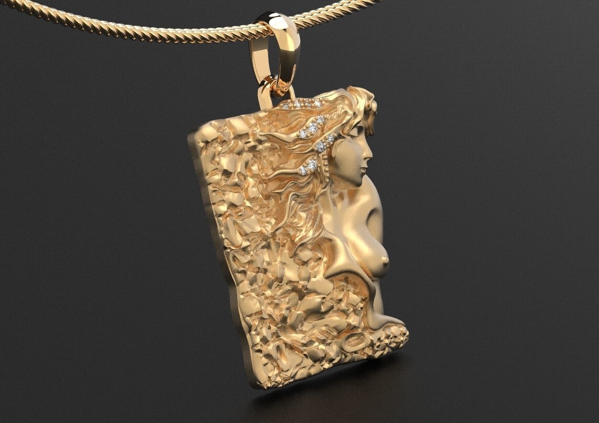 Modern pendant with a mermaid girl 482 3D print model_5