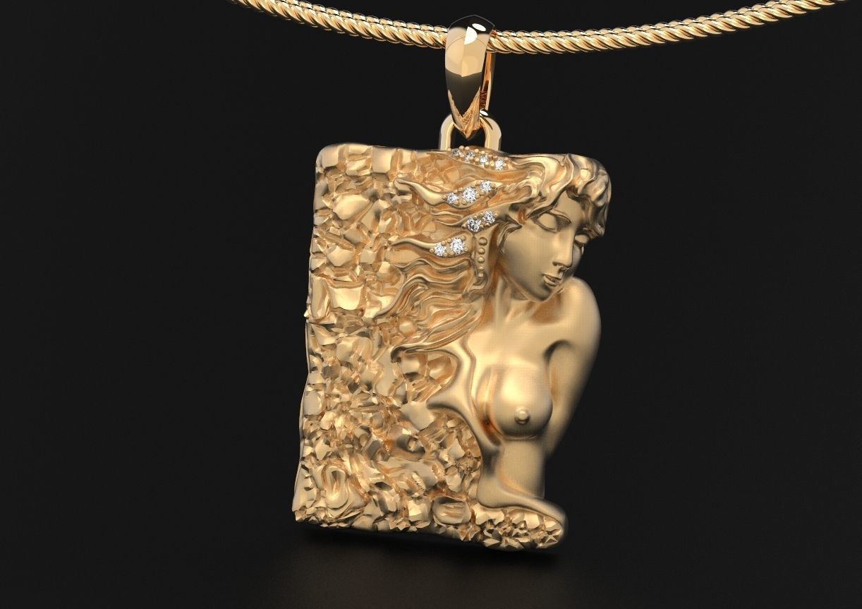 Modern pendant with a mermaid girl 482 3D print model_3