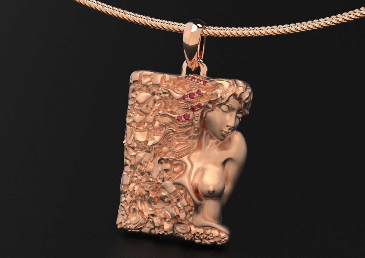 Modern pendant with a mermaid girl 482 3D print model_1