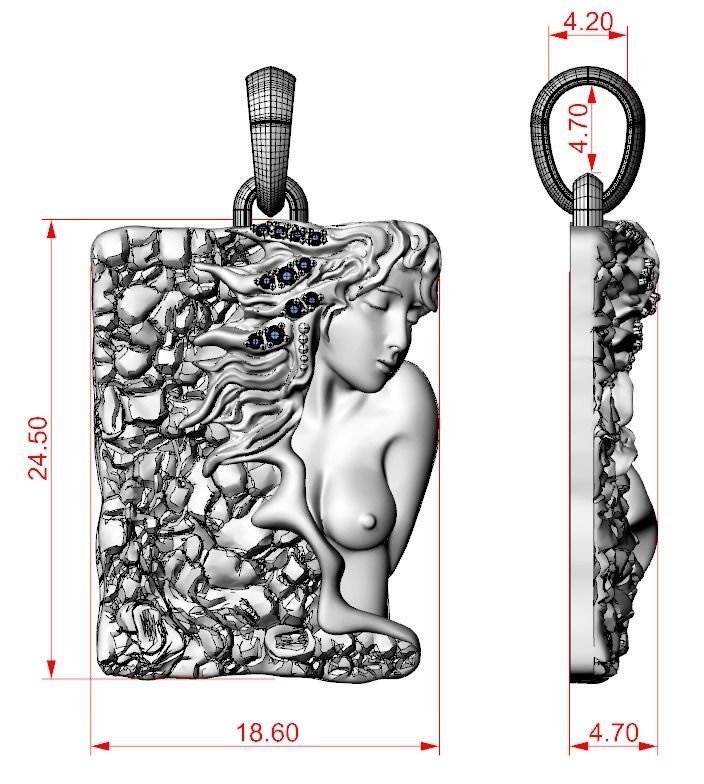 Modern pendant with a mermaid girl 482 3D print model_10