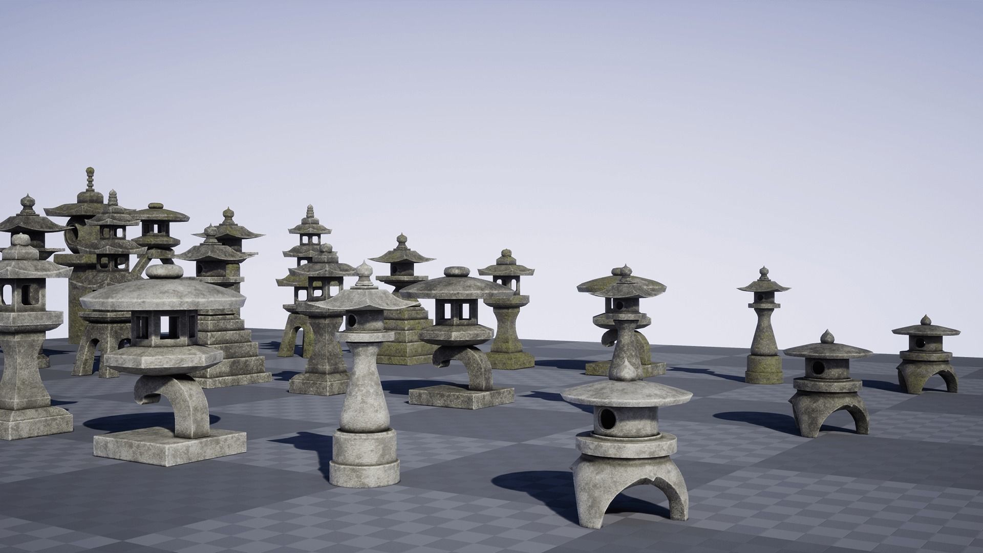 Japanese Stone Lanterns Low-poly 3D model_10