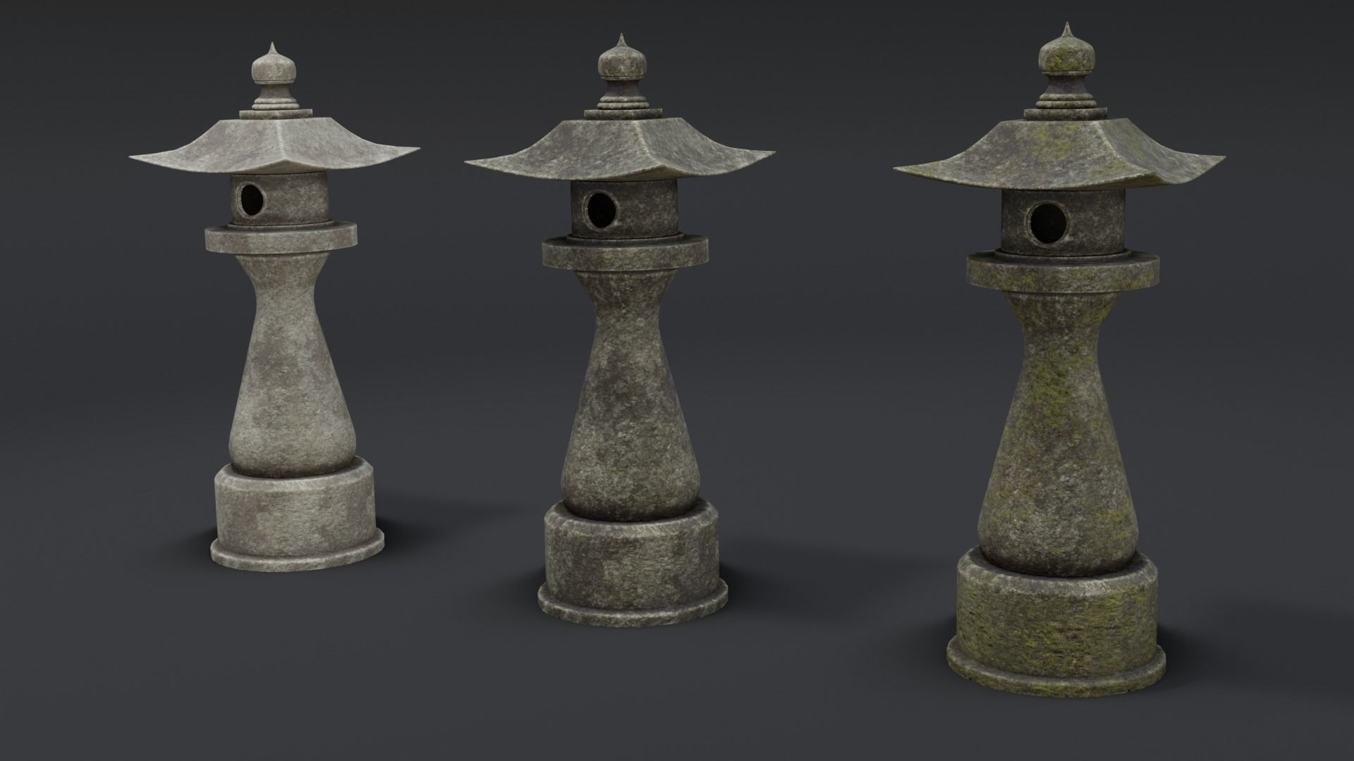Japanese Stone Lanterns Low-poly 3D model_7