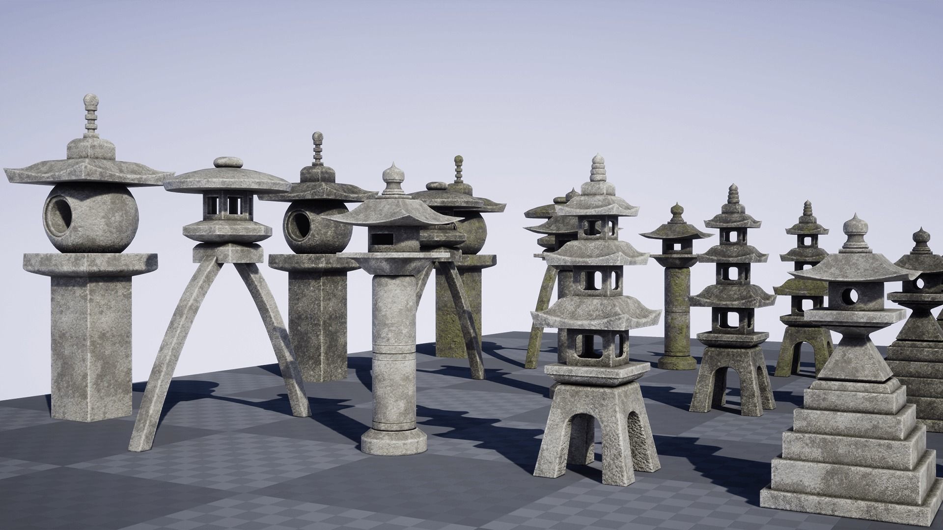 Japanese Stone Lanterns Low-poly 3D model_12