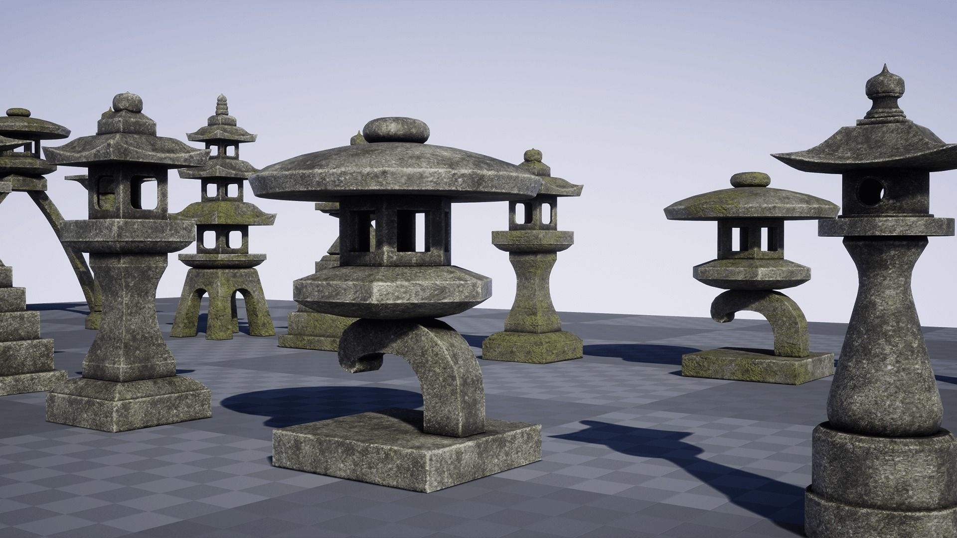 Japanese Stone Lanterns Low-poly 3D model_15