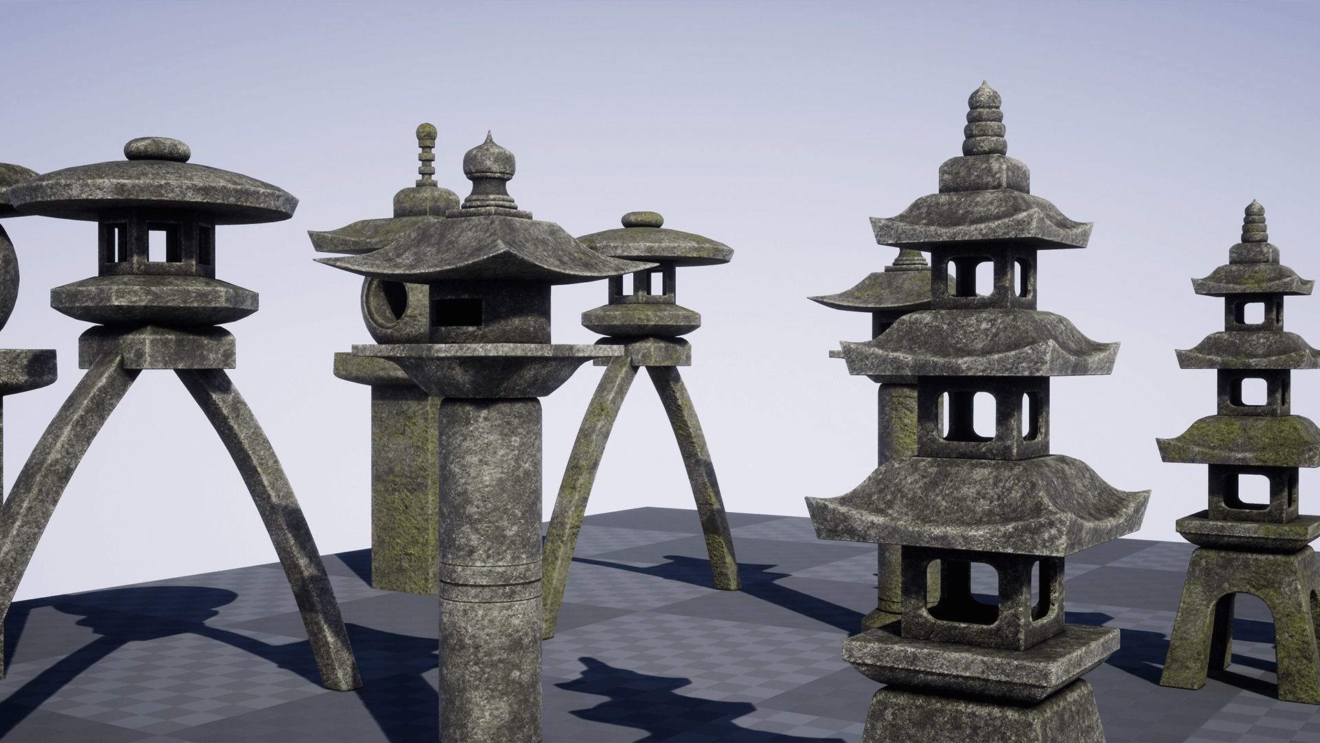Japanese Stone Lanterns Low-poly 3D model_13