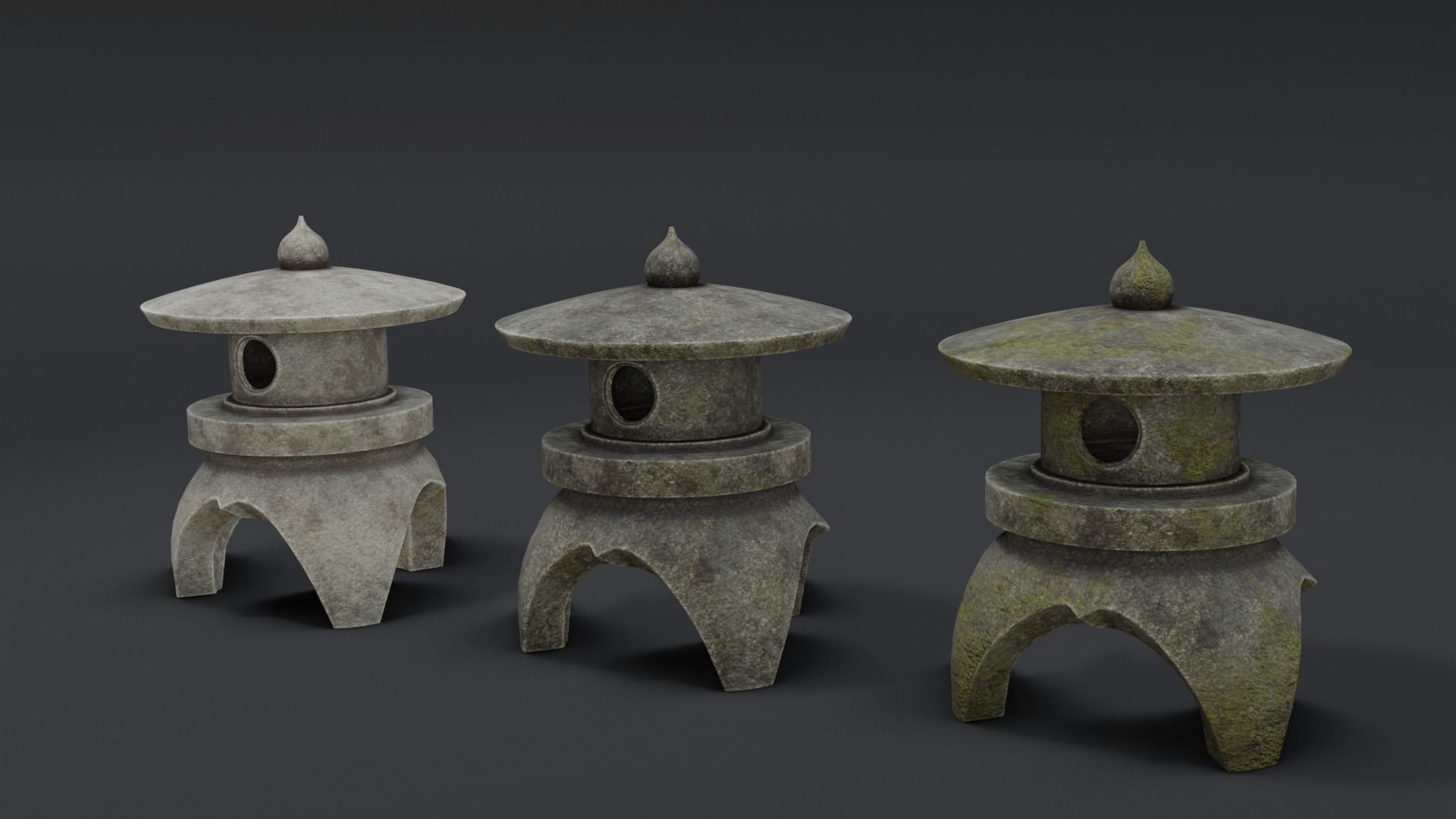 Japanese Stone Lanterns Low-poly 3D model_6