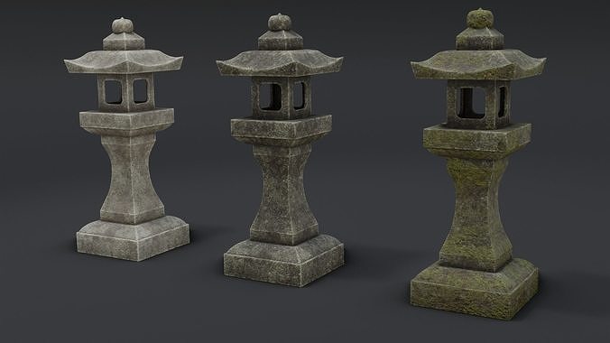 Japanese Stone Lanterns Low-poly 3D model