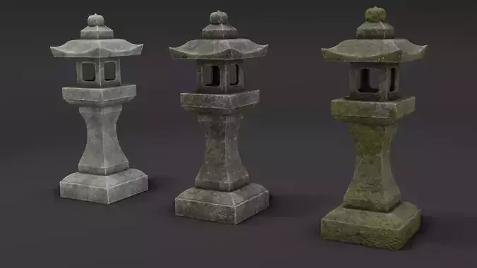 Japanese Stone Lanterns Low-poly 3D model