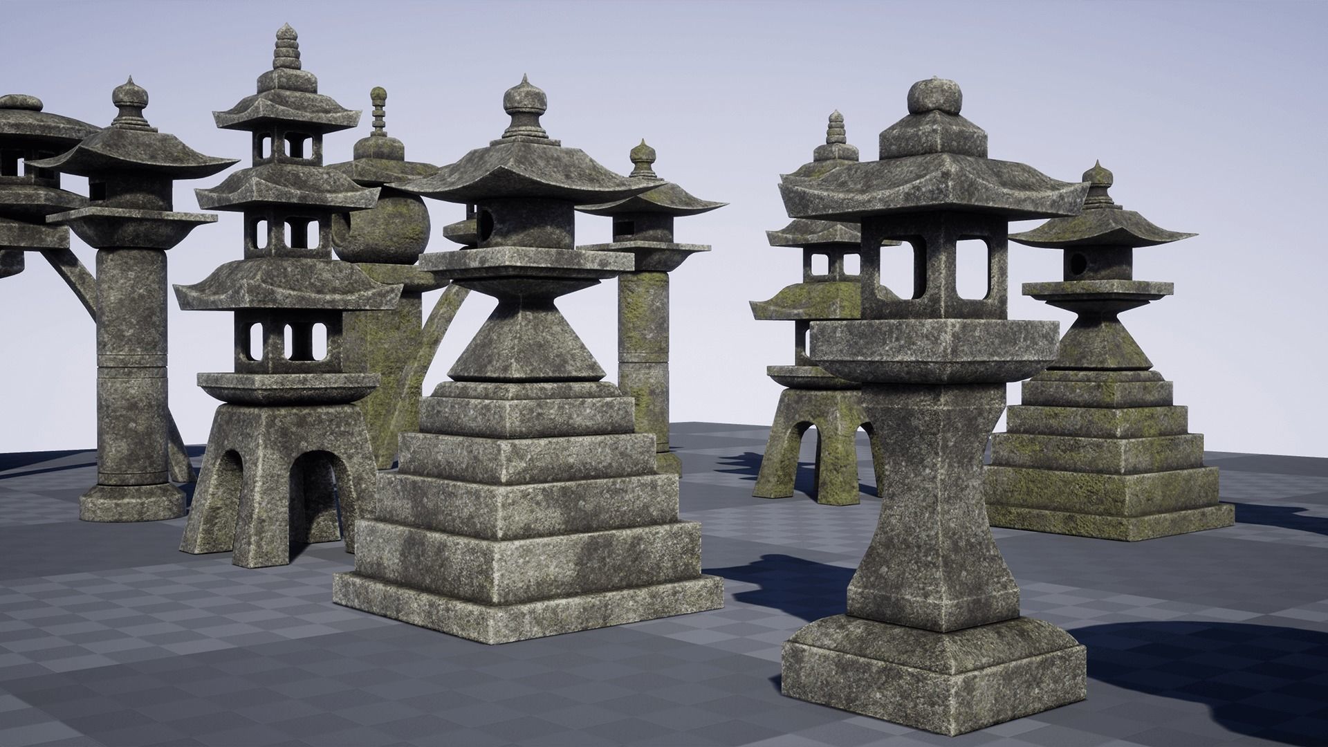 Japanese Stone Lanterns Low-poly 3D model_14