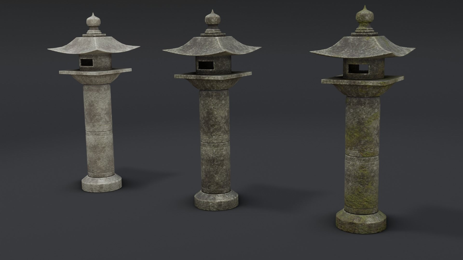 Japanese Stone Lanterns Low-poly 3D model_8