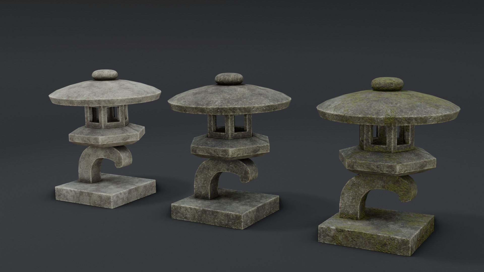 Japanese Stone Lanterns Low-poly 3D model_5