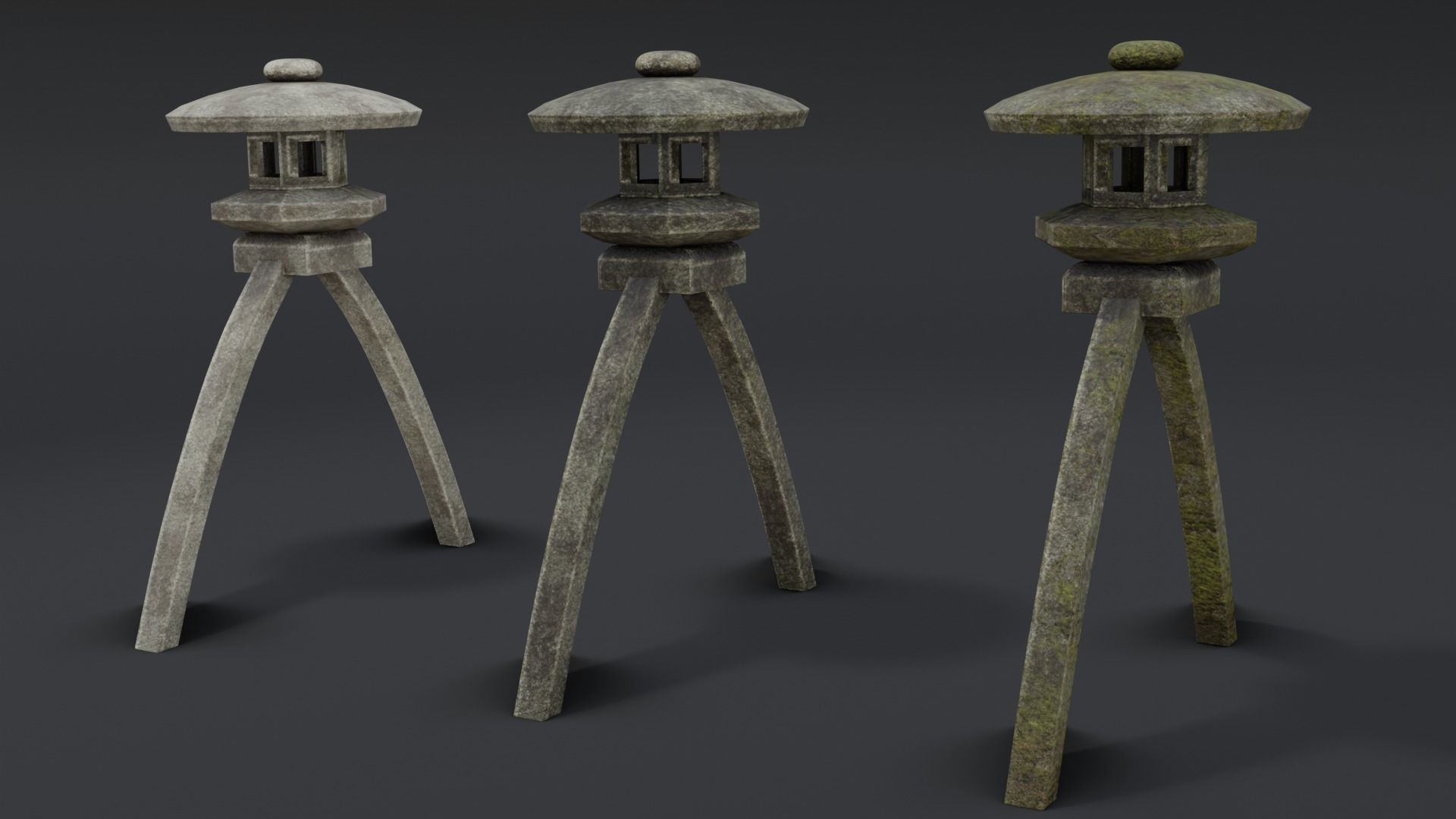 Japanese Stone Lanterns Low-poly 3D model_4