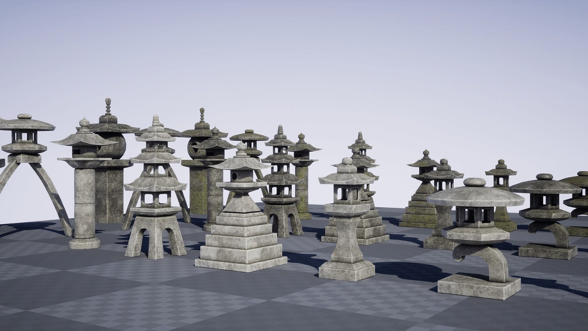 Japanese Stone Lanterns Low-poly 3D model_11